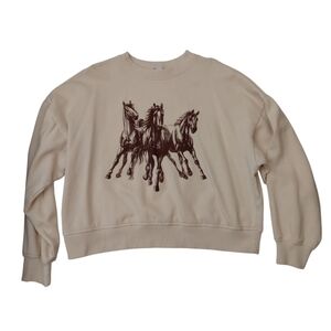 Joe Fresh Cream Sweatshirt with Horse Design